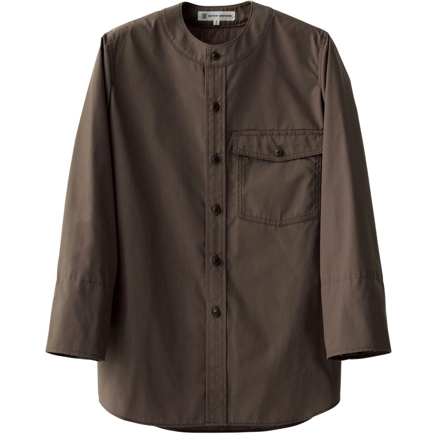 CH4470-6 リブ付シャツ・男女兼用・長袖 セブンユニフォーム ブラウン色 サイズSS  CH4470-6