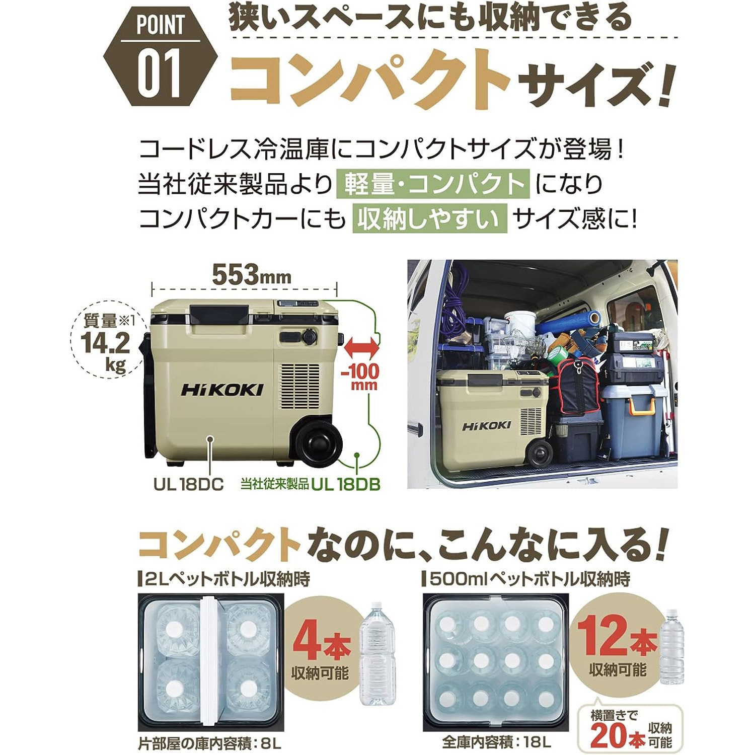 UL18DC (WMGZ) コードレス冷温庫(コンパクトタイプ) 電池2個付き仕様 1 