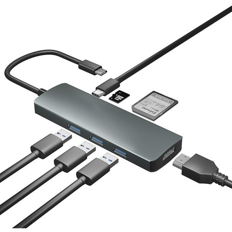 LG-UCHUB-CUH131 Type-Cポート搭載 パソコン&Surface&MacBookシリーズ対応 USBドッキングハブ ロジック グレー色