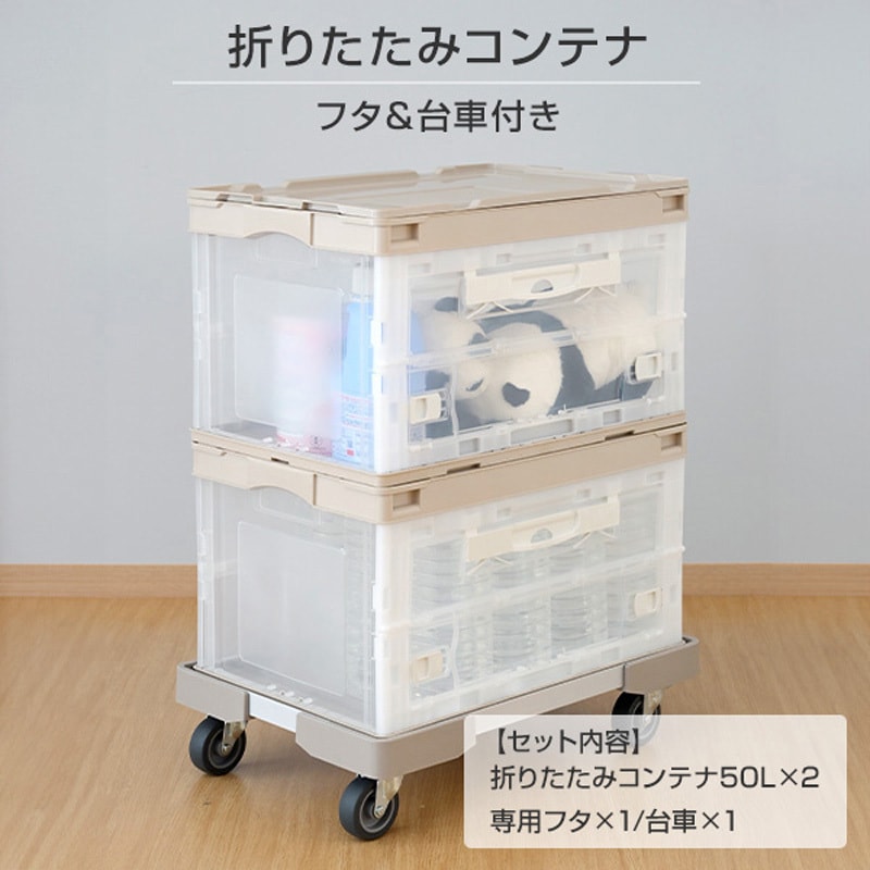 NTA-E7550MK+ACCP192×2+AYAN861 折りたたみコンテナ 50L (側面