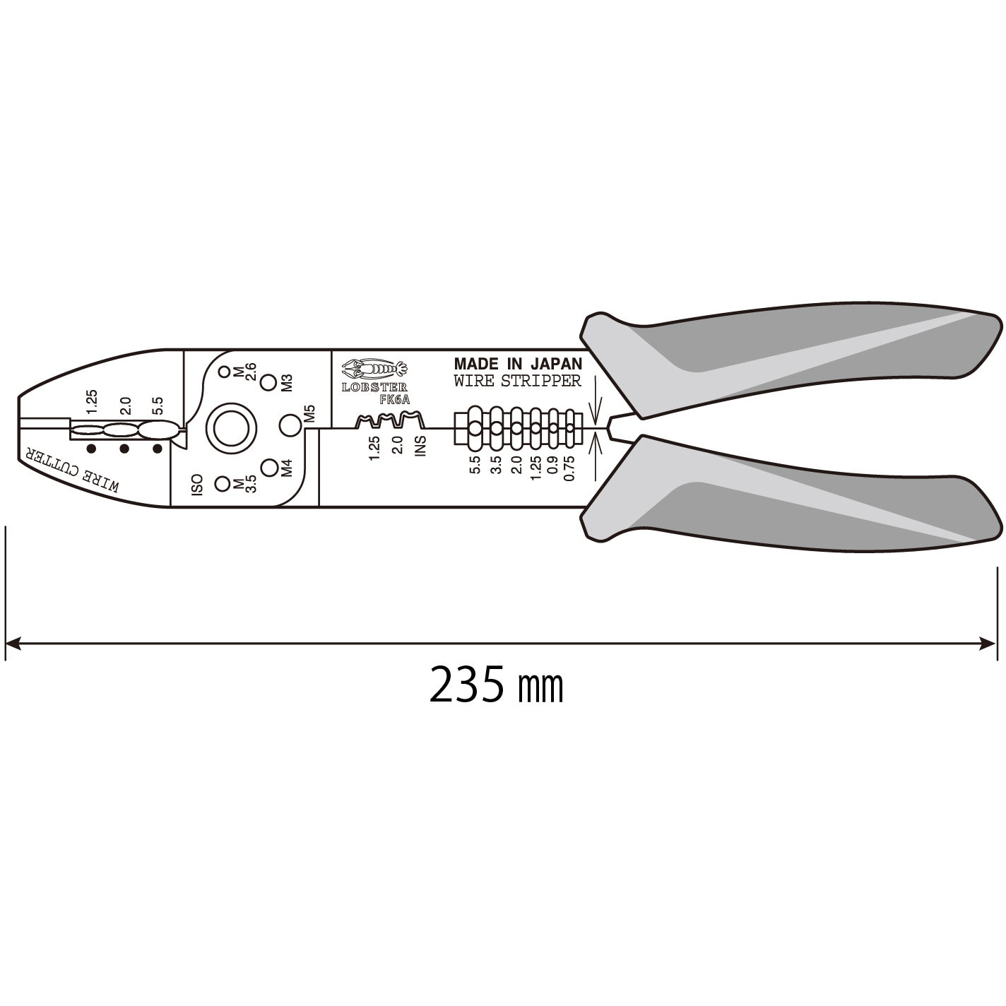 FK6A 電装圧着工具 1丁 LOBSTER(ロブスター/エビ印/ロブテックス