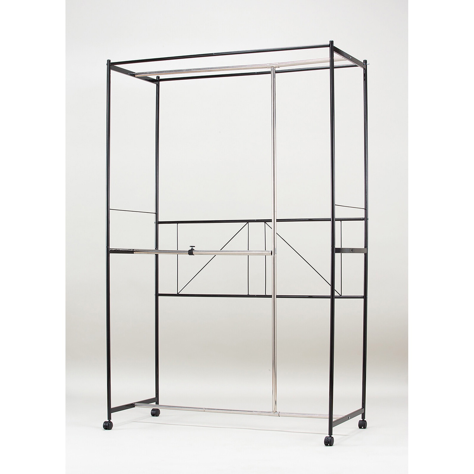 カバー付ワイドハンガー 上下棚付 120cm