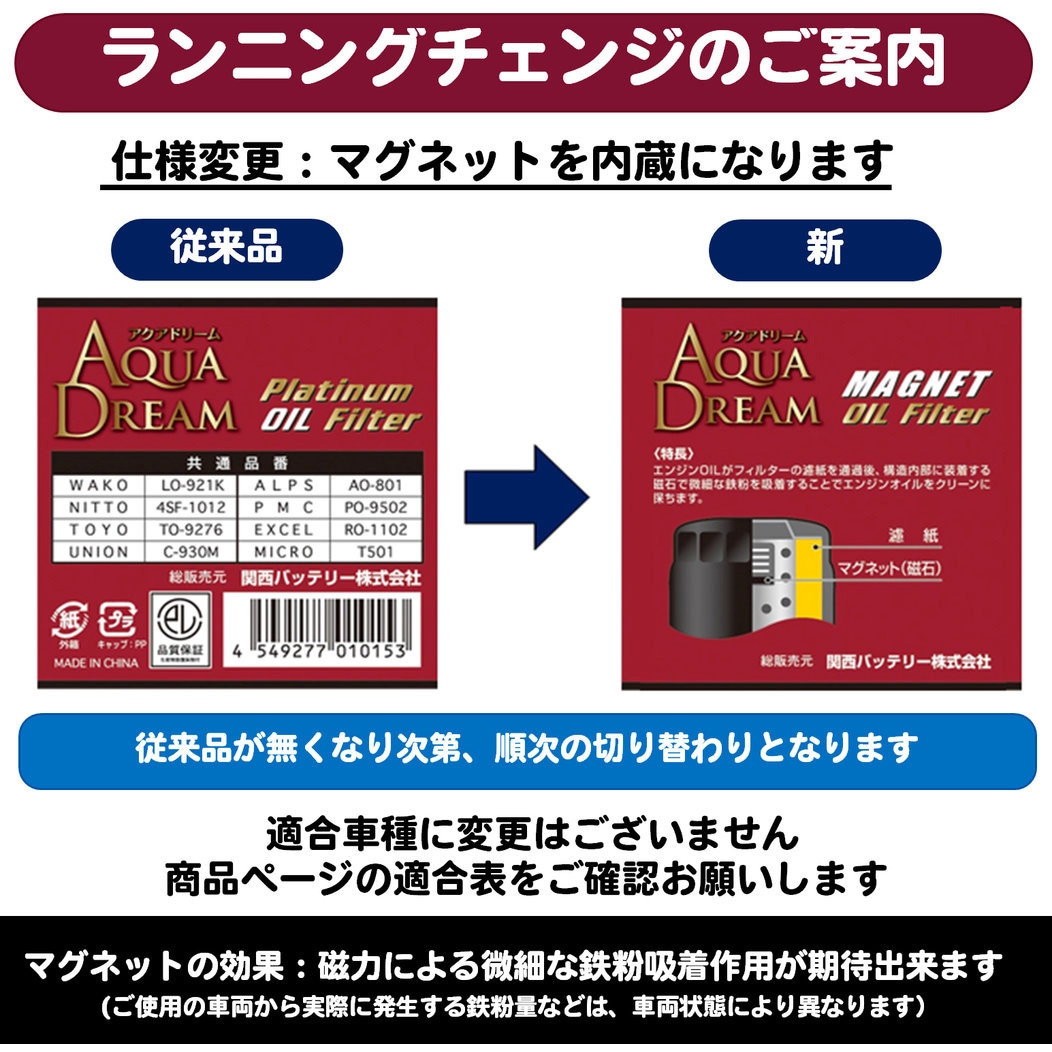 AD-OFP-02 PLATINUM オイルフィルター 1個 AQUA DREAM(アクア