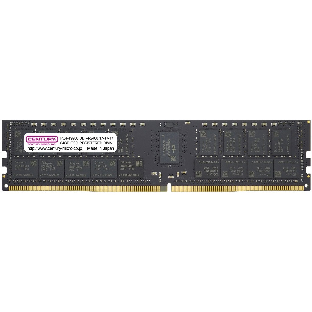 CB64GX2-D4RE240042 SV用 DDR4 288pin RDIMM 1.2v CENTURY MICROY MICRO(センチュリーマイクロ) メモリーモジュール規格PC4-19200 メモリ規格DDR4-2400 128GB(64GB×2)   CB64GX2-D4RE240042