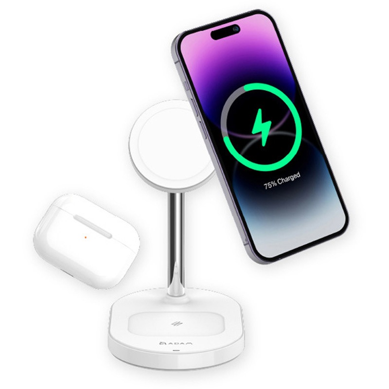 APAADM2POGWH Omnia M2+ 2in1 MagSafe対応ワイヤレス急速充電器 iPhone 12/13/14/15 シリーズ、AirPods & AirPods Pro シリーズ 1台 ADAM elements 【通販モノタロウ】