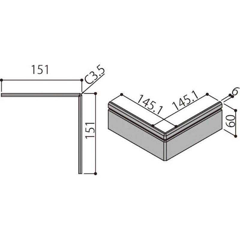 NZDP067 幅木用コーナー部材(出隅用)スリム60タイプ LIXIL(トステム) 1箱(1個) NZDP067 - 【通販モノタロウ】