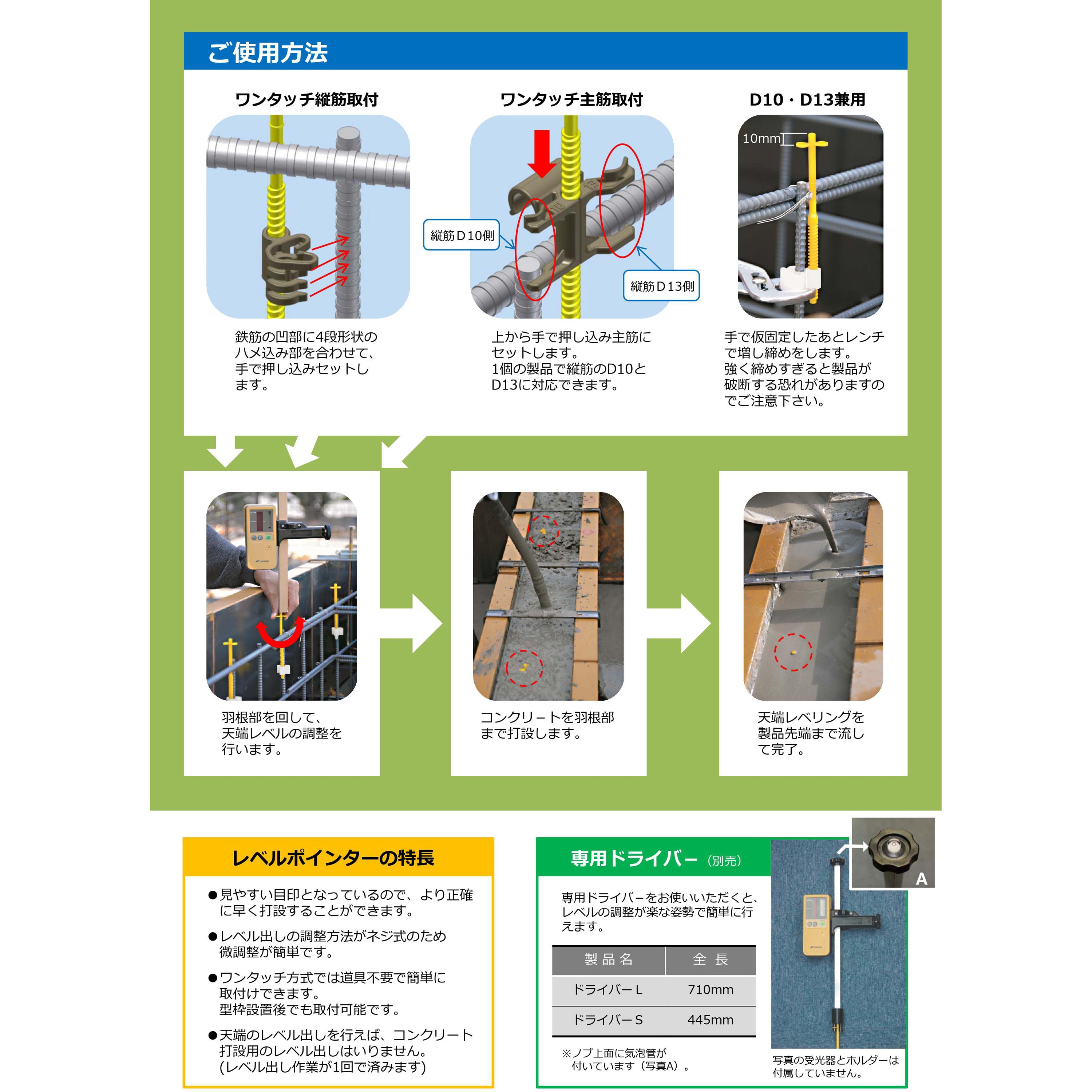 LP-SK13-1000 レベルポインター わたなべ ワンタッチ主筋取付 - 【通販モノタロウ】