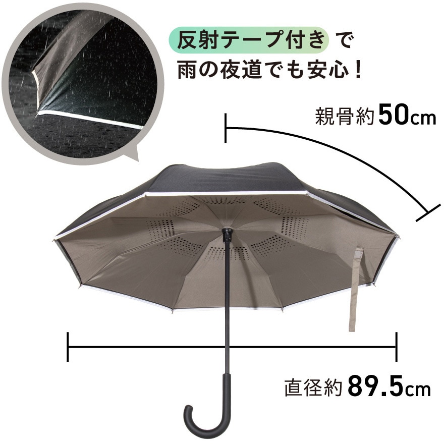 DGU-5C-H 逆とじ傘 晴雨兼用 ゼピール 骨数8本 グレー色 親骨長さ50cm