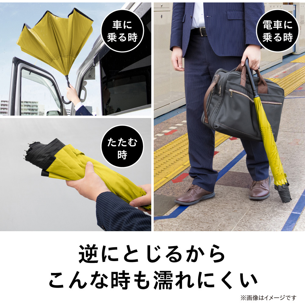DGU-6C-Y 逆とじ傘 晴雨兼用 ゼピール 骨数8本 アンバーヘイズ色 親骨