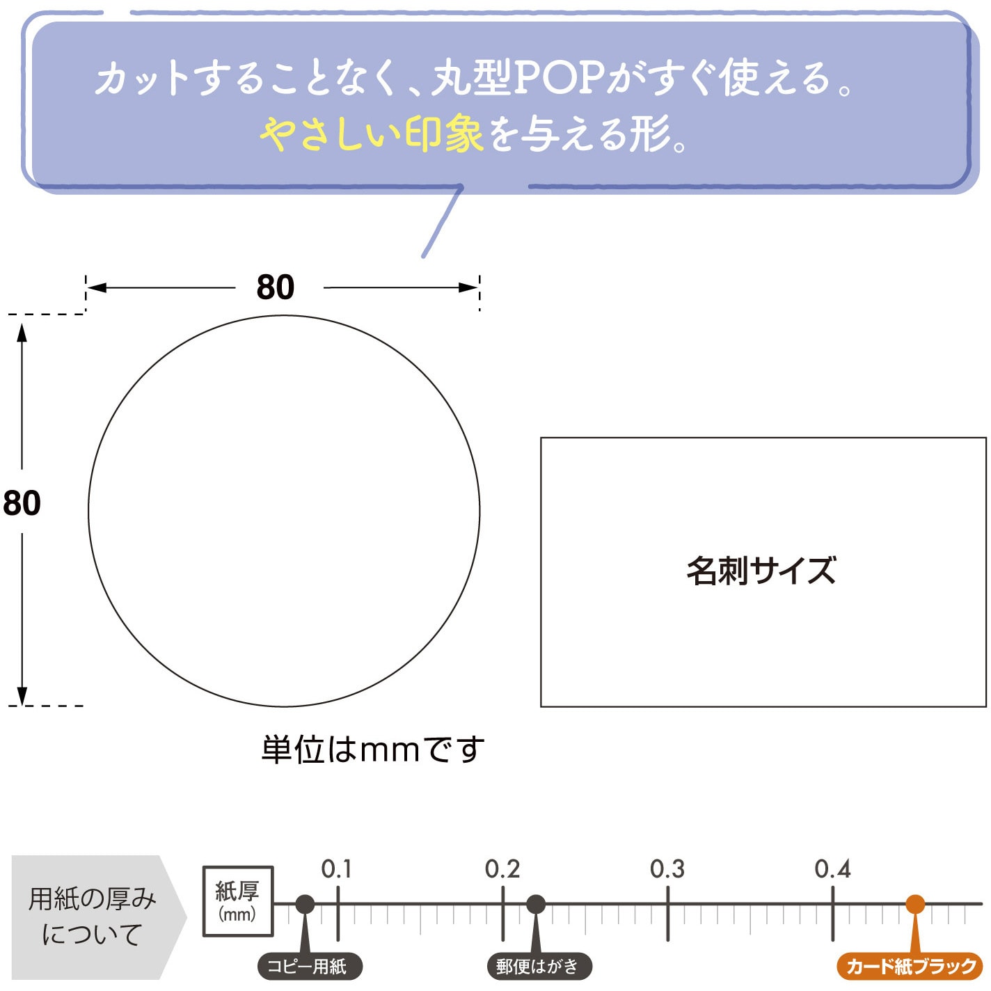 16-340 手書きPOP用カード 丸型 ササガワ 縦80mm横80mm 1冊(10枚