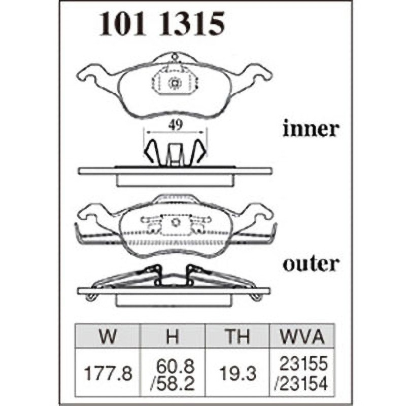P-1011315 ブレーキパッド(プレミアムタイプ) 1セット(4枚) DIXCEL(ディクセル) 【通販モノタロウ】
