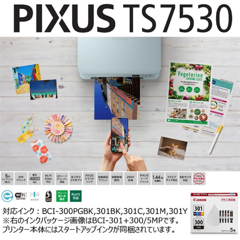 PIXUSTS7530BK インクジェット複合機 TS7530 Canon 色数5色(独立