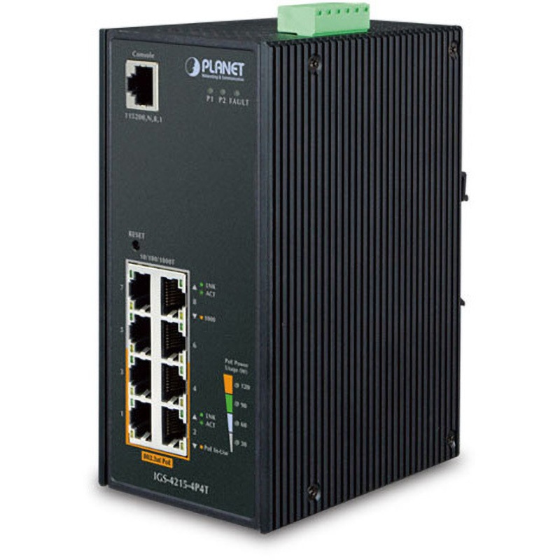 IGS-4215-4P4T 産業用PoEスイッチングハブ マネージド(管理型) ギガ8ポート PLANET Technology ハードウェアバージョン2仕様 電源供給方式:着脱式6ピン端子台