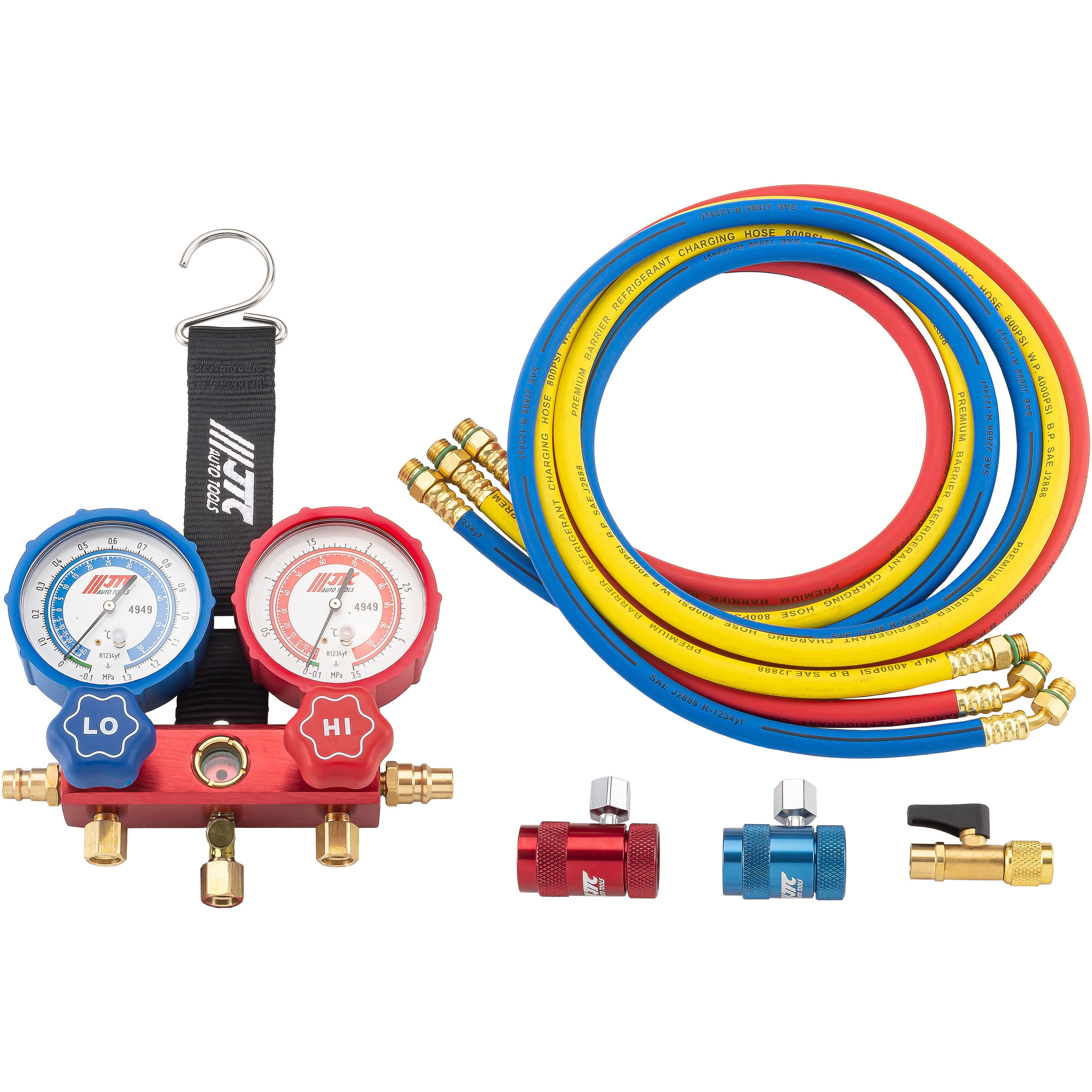 JTC4949 R1234yf用マニホールドゲージ JTC PAGオイル専用 ホース長さ