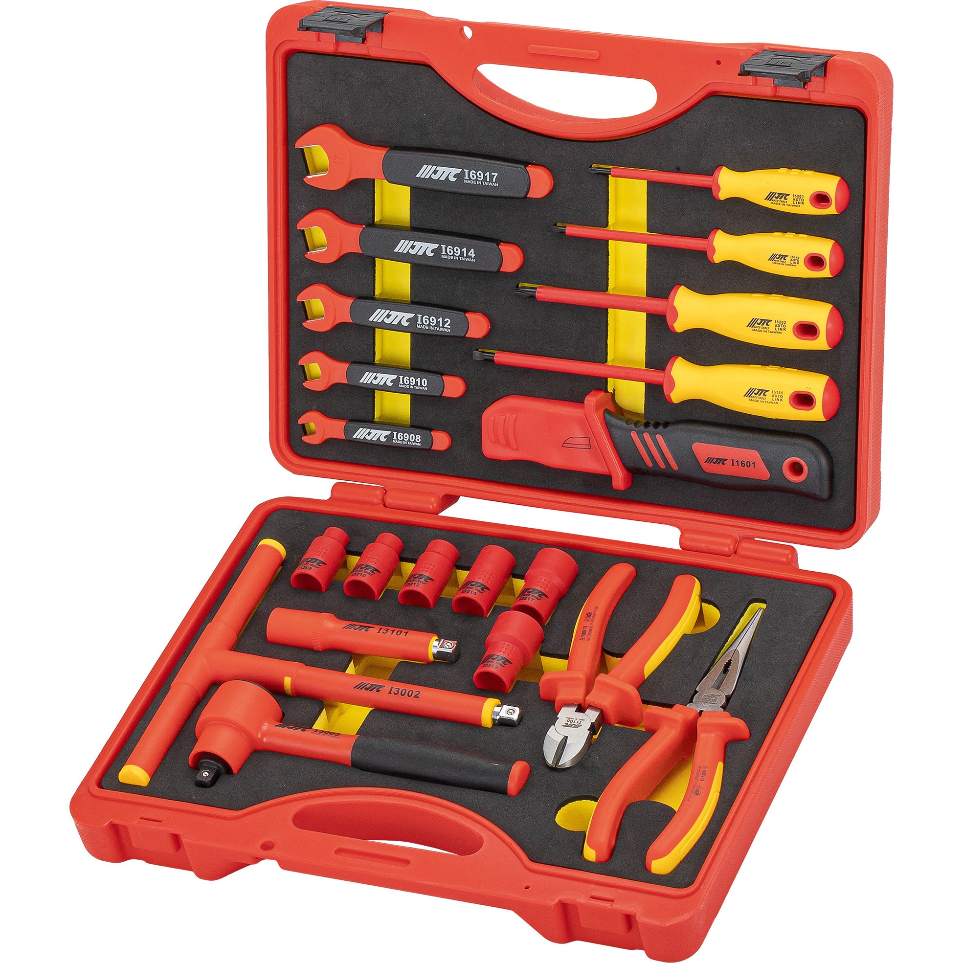 縁、鉄製3点、 JTCI017 絶縁工具セット JTC 入組点数22PCS(専用ケース入り) 差込角9.5