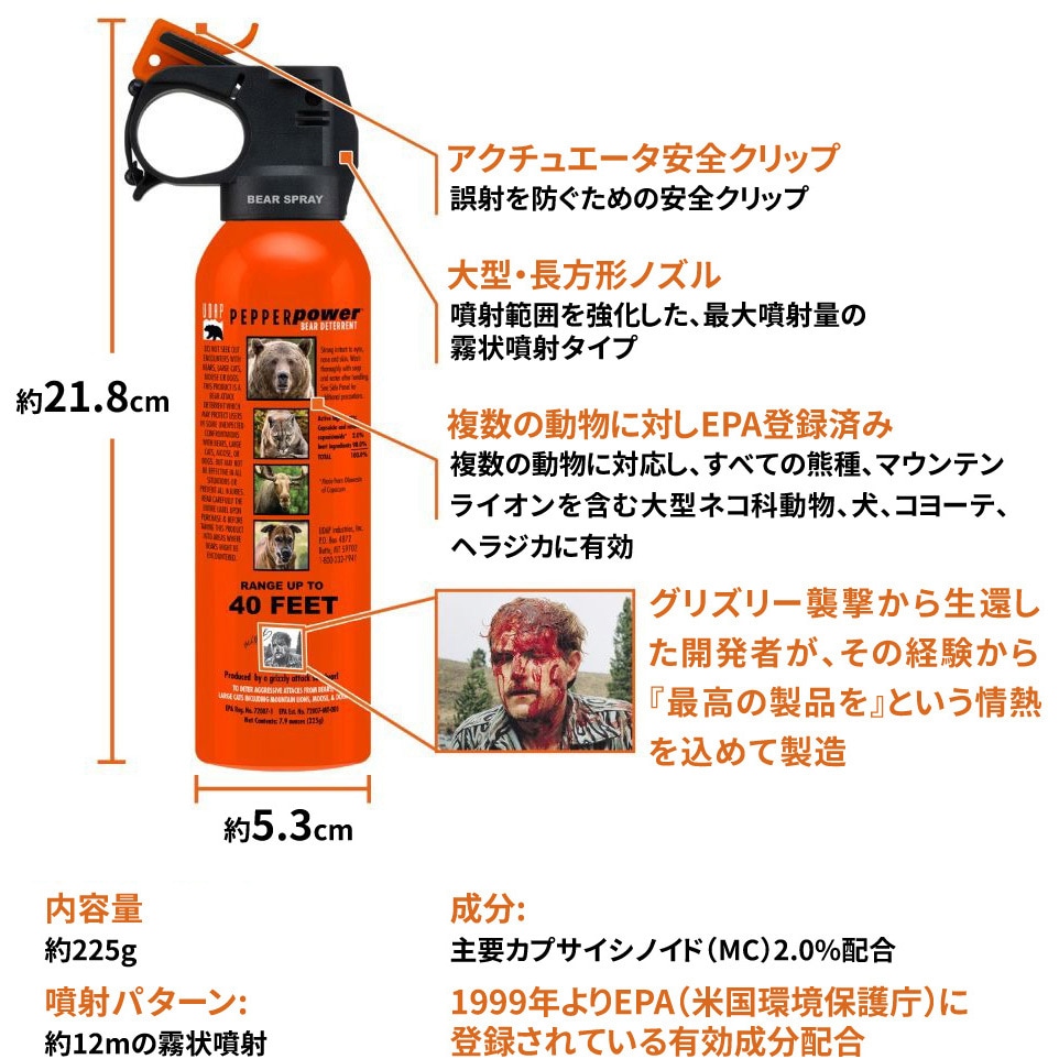 SOG UDAP 熊撃退スプレーホルスター付 225 g 1セット(10本) Pepper 