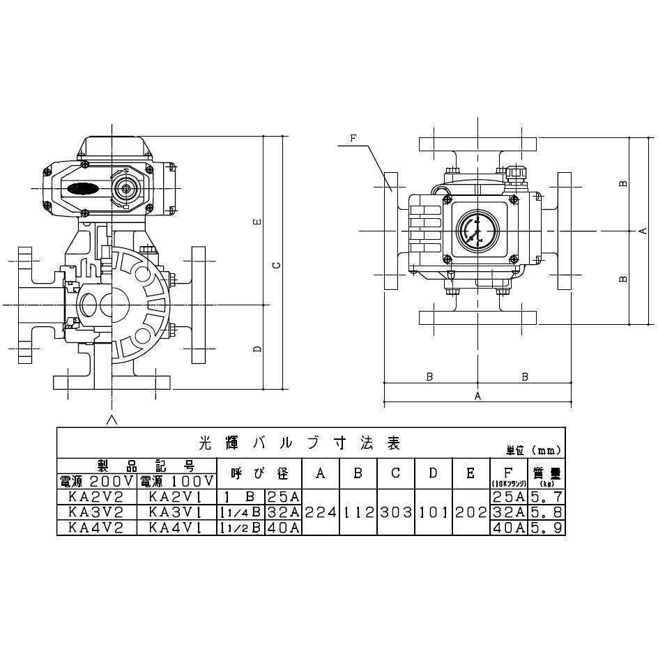 KA4V2(右) 電動五方弁バルブ 光輝 ショウエイ 温泉水・海水