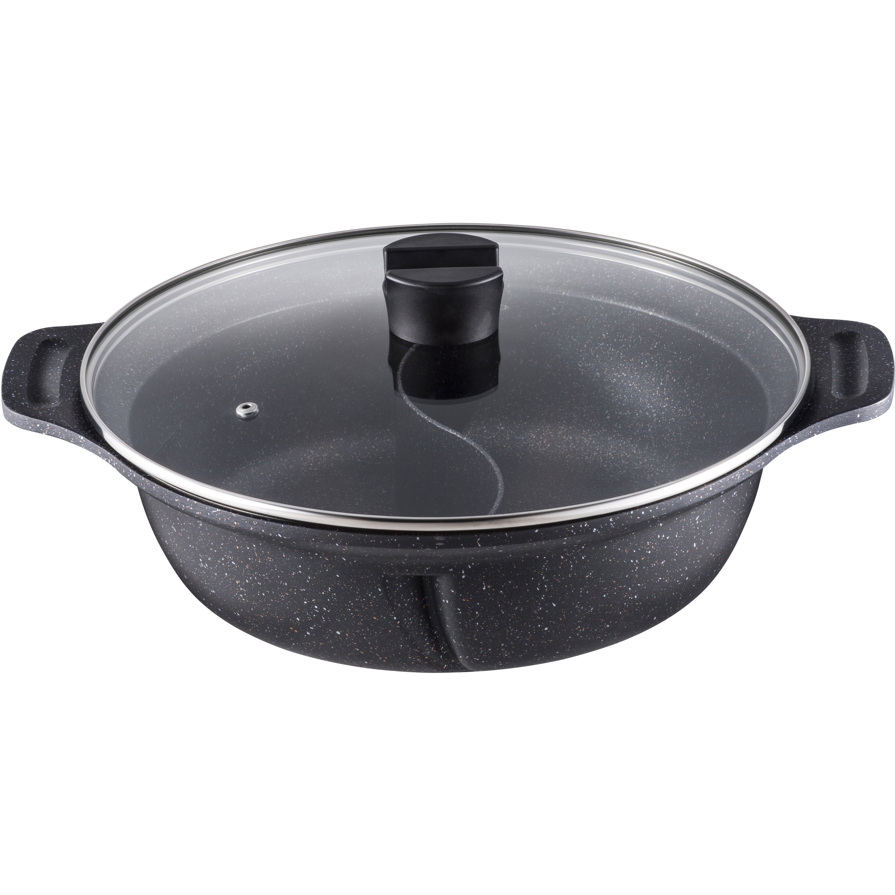 ND-4592 ビストロ・ドゥエシェルタ マーブルダイヤモンドコート IH二食鍋 ガラス蓋付 ベストコ 容量5.2L サイズ28cm  ND-4592