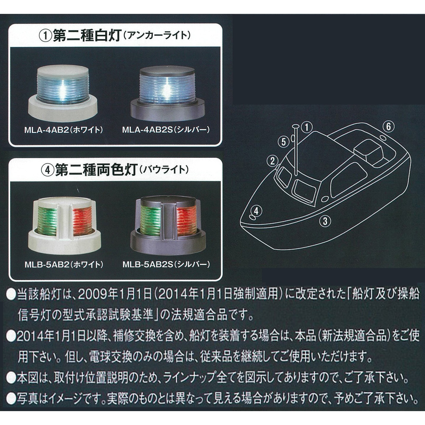 LED小型船舶用白灯両灯セット