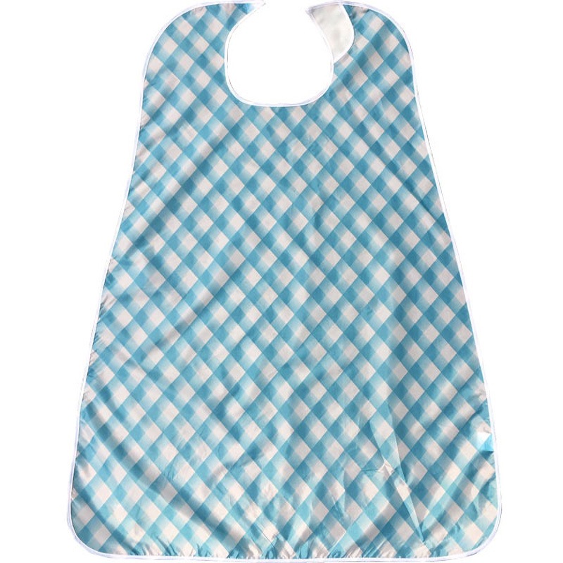 キヤ　エプロン 100-84 ブルー防水食事用エプロン ロングサイズ 亀屋 小花イエロー色