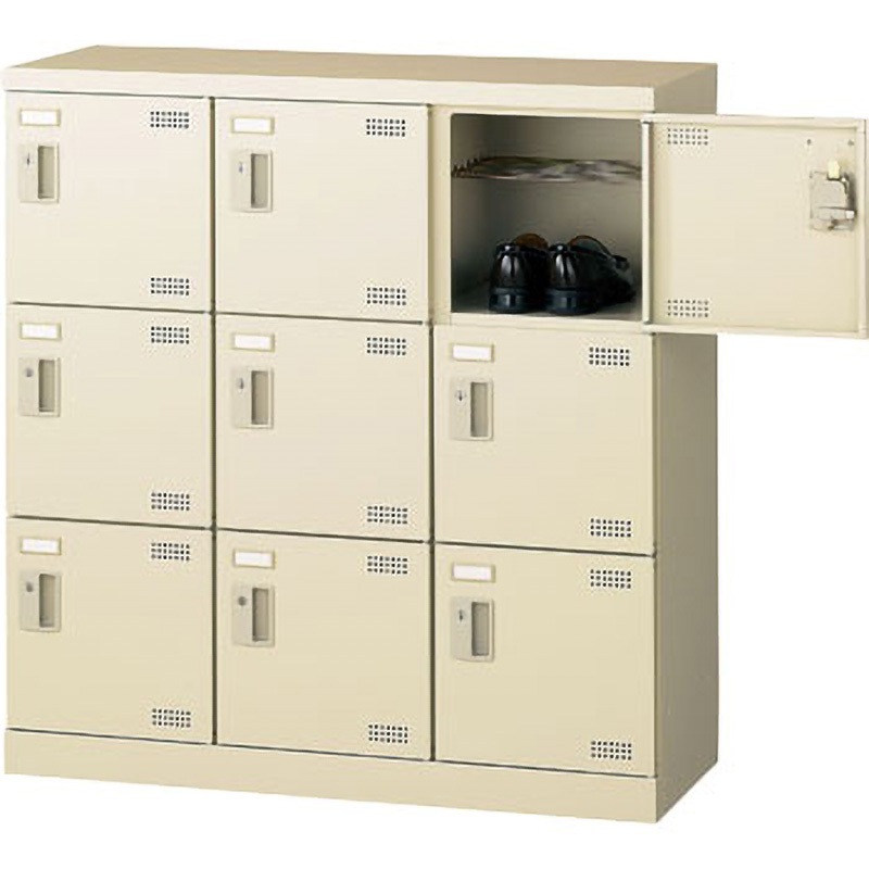 SLB-M9-S2 SLBシューズボックス シリンダー錠付 生興 9人用ミニ(3列3段)タイプ