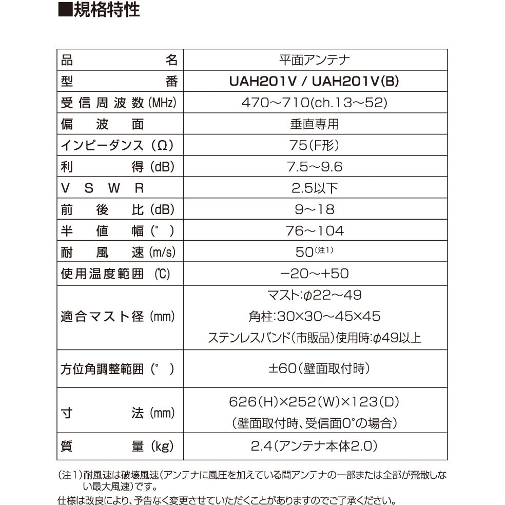 最終決算 DX Antenna UHF平面アンテナ UAH201V B fucoa.cl