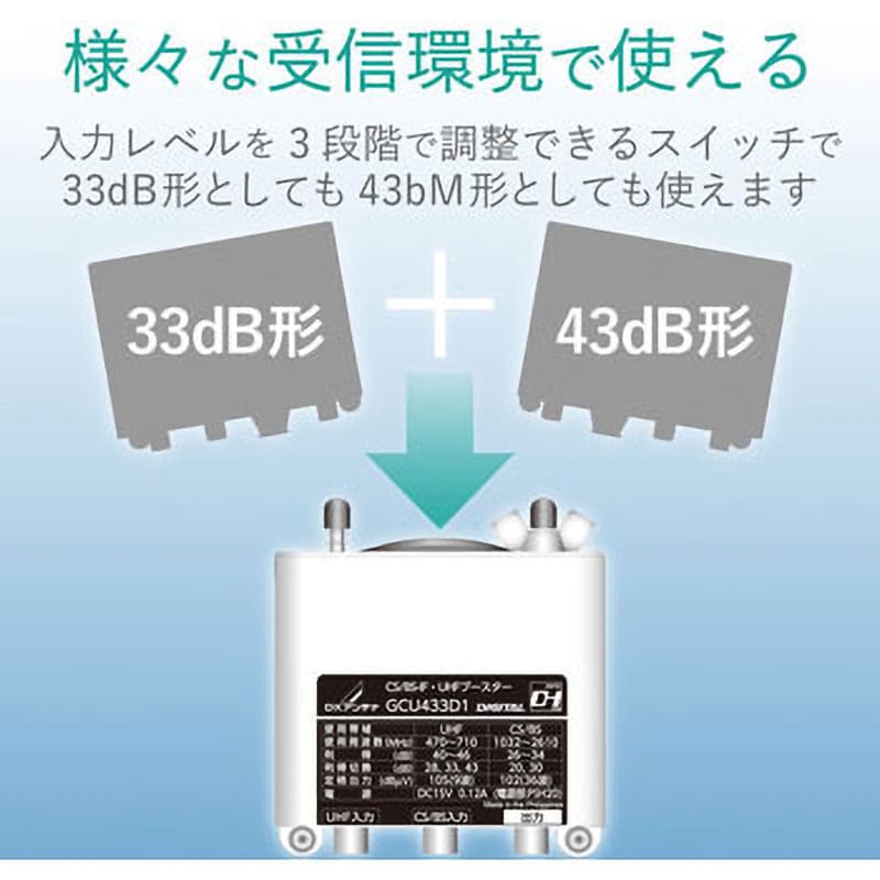 GCU433D1S CS/BS-IF・UHFブースター 家庭用 1個 DXアンテナ 【通販モノタロウ】