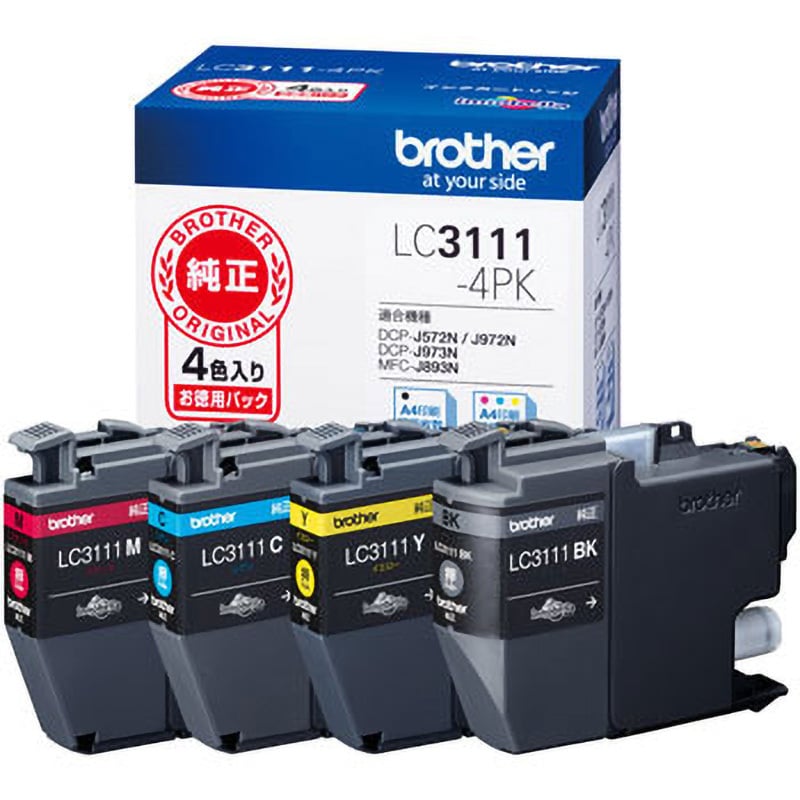 LC3111-4PK ブラザー工業 純正インクカートリッジ brother LC3111 1パック(4個) ブラザー(brother)  【通販モノタロウ】