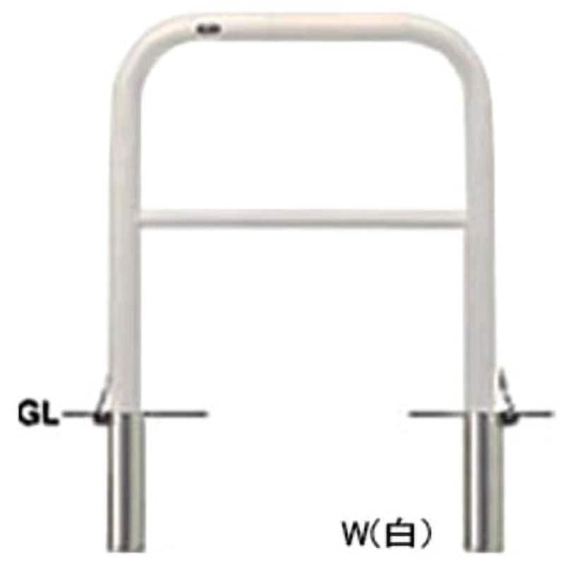 サンポール スチール製 アーチ型車止め 差込式フタ付 φ101.6(t4.2)×W1500×H800mm 黄 FAA-11SF15-800(Y) : サンポール アーチ 差込式フタ付 車止めポール 直径60.5