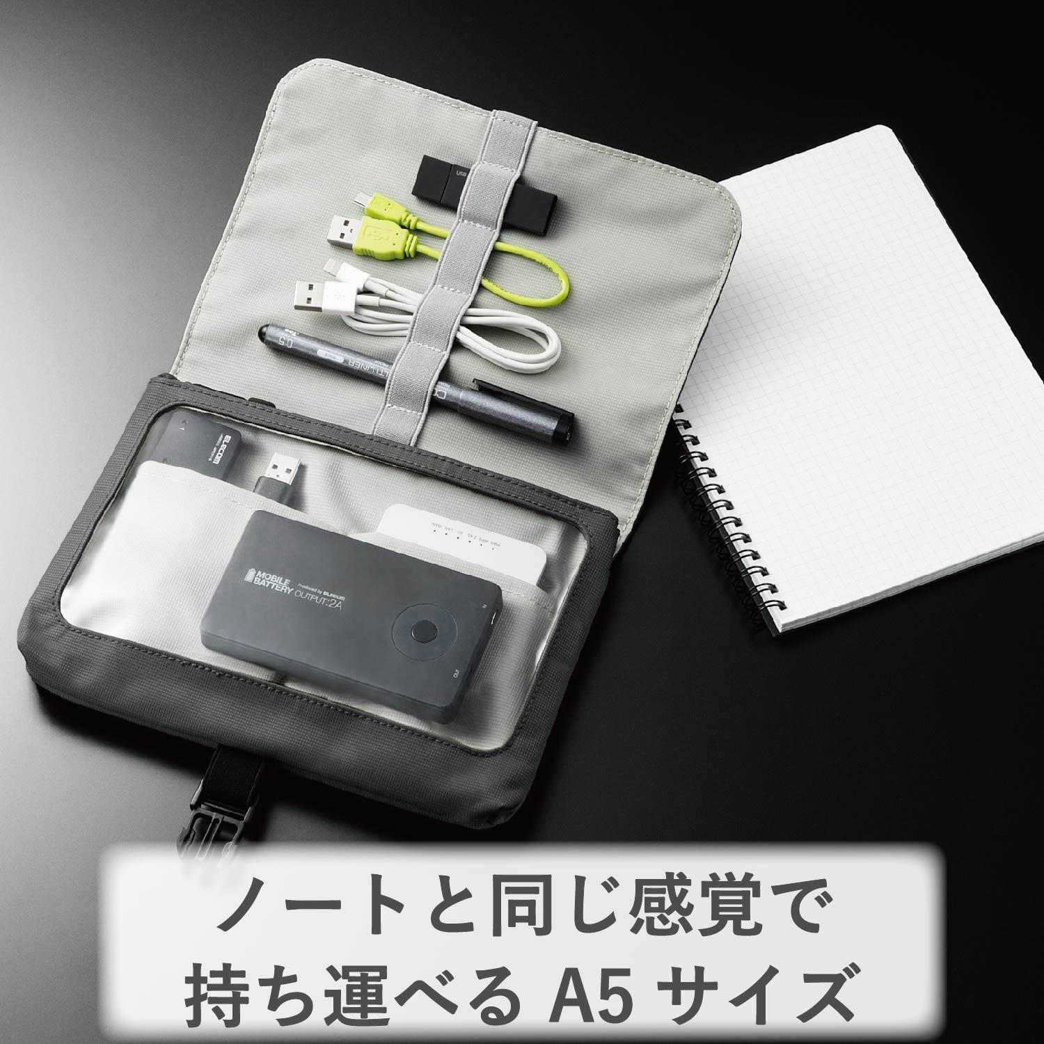 BIGBANG ポーチ 黒 透明ポケット付き