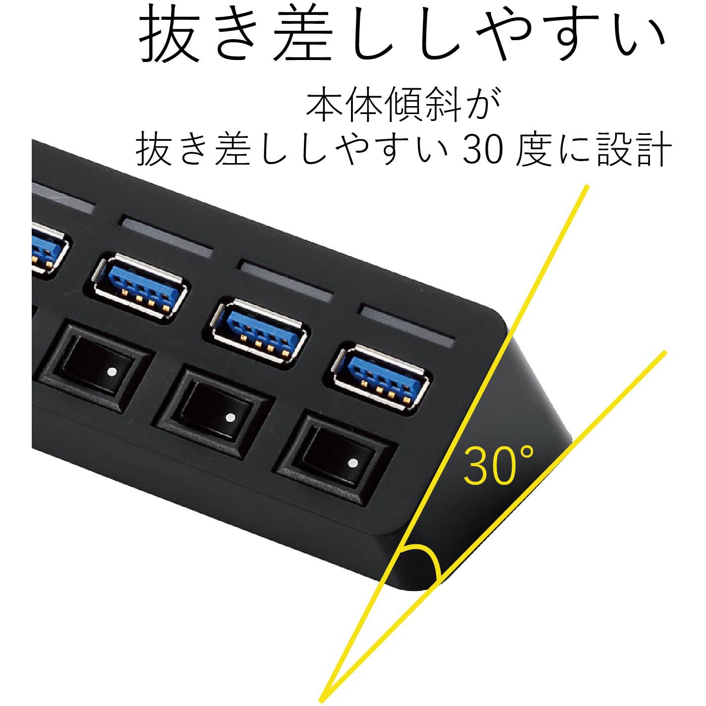 U3h S418bbk Usbハブ 3 0 4ポート 個別スイッチ付 バスパワー マグネット付 ケーブル長 30cm エレコム インターフェイス Usb3 0 U3h S418bbk 通販モノタロウ 7359