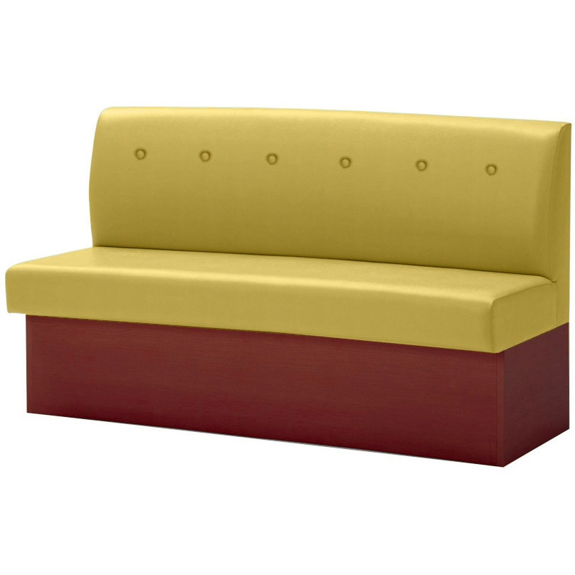 PD・SK-001・MB・S18・V・YE_AL-06Q ボックスベンチ 幅1800mm 木目ブラウン色 ビニールレザー オリバー 高さ865mm