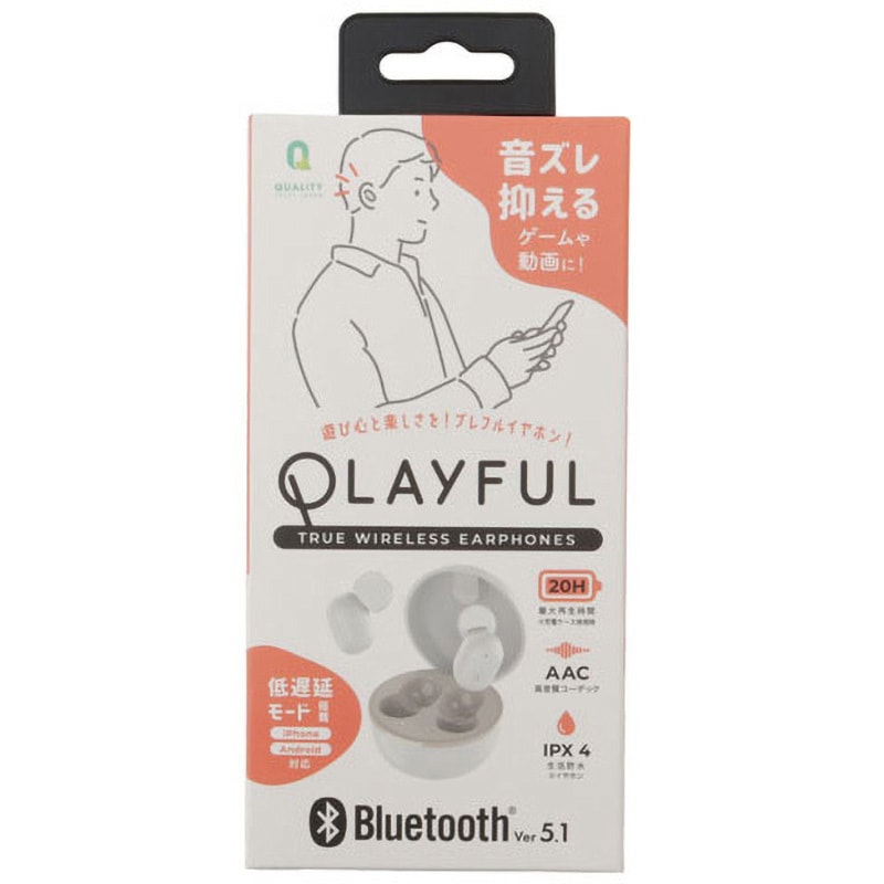 QB-082DWH 完全ワイヤレスイヤホン QTJ Bluetooth ホワイト色 QB