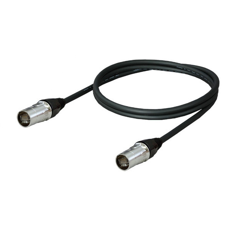 DESM1W-N-6(3M) 防塵防水コネクタDESM1両端加工LAN用ケーブル(カテゴリ6)(ストレート結線)(より線) ダイヤトレンド 屋内用 ブラック色 3m  1本