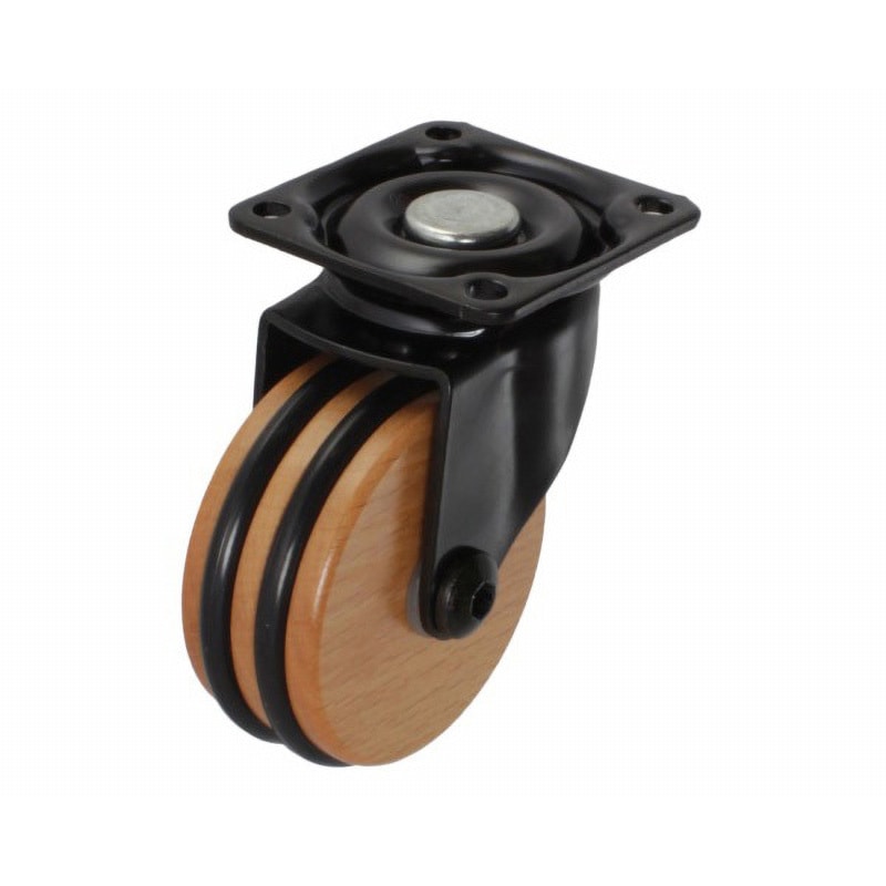 Ojiro　キャスター 26293 木製キャスター ハイロジック 木材車輪 単輪 プレートタイプ