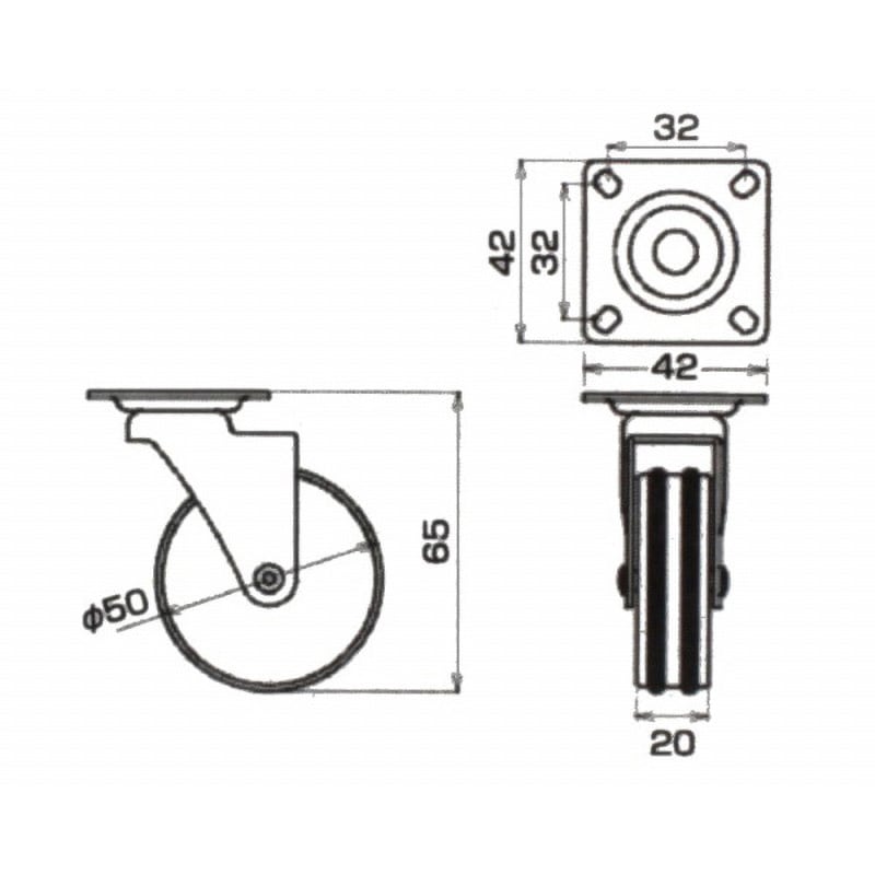 26293 木製キャスター ハイロジック 木材車輪 単輪 プレート
