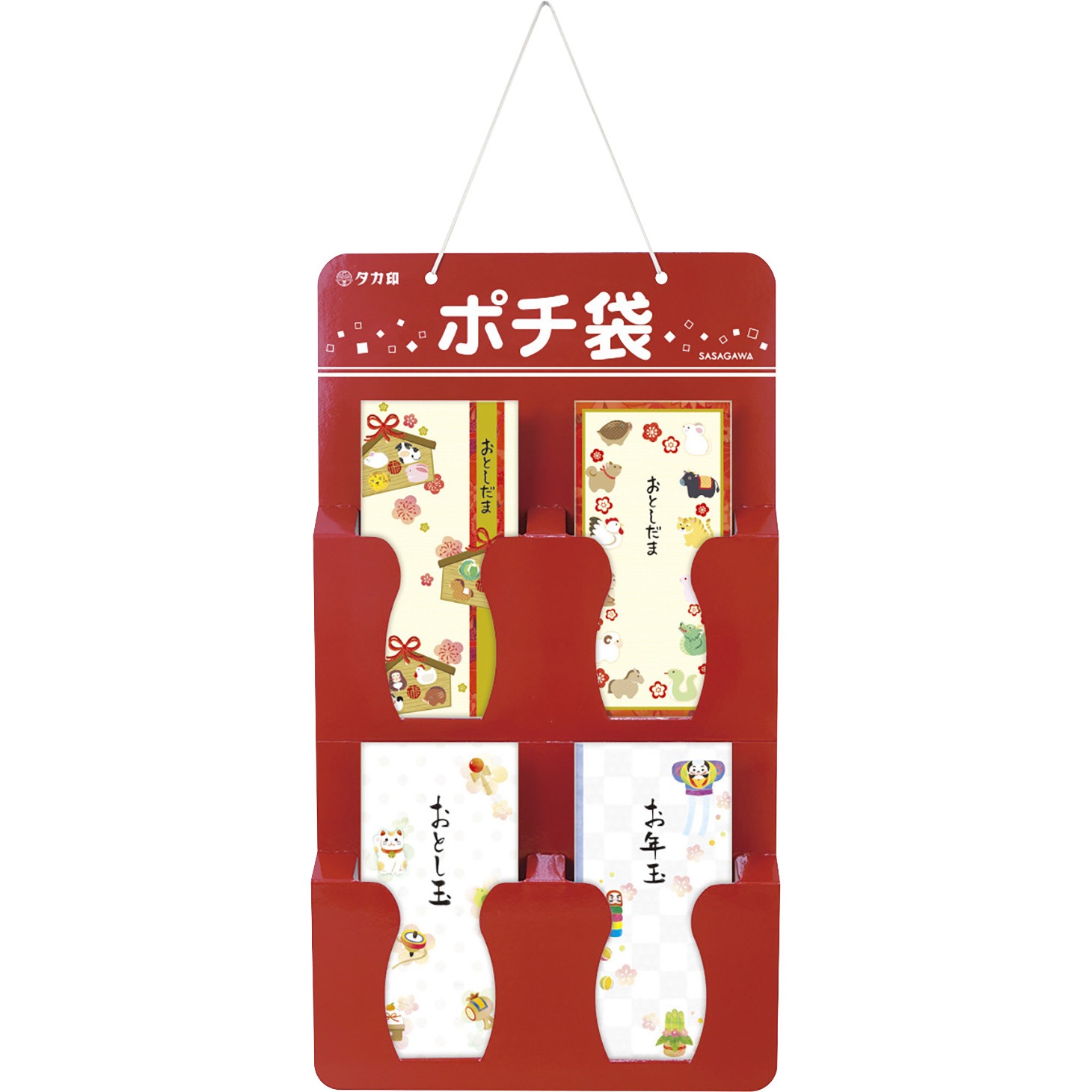 お年玉袋 紙ラックディスプレイ付きセット タカ印(ササガワ) ポチ袋