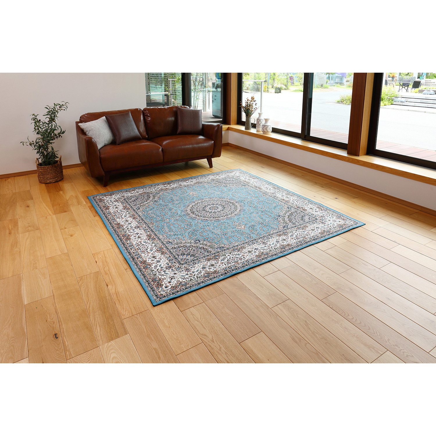 萩原 撥水機能付き 高級絨毯風の転写プリントラグ 240613940