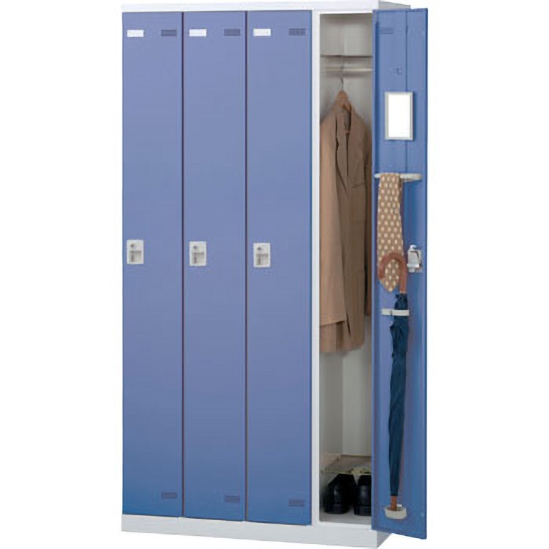 SLBB-4-S2 SLB更衣ロッカー シリンダー錠 生興 (本体)ホワイト(扉)ブルー色 幅900mm奥行515mm高さ1800mm