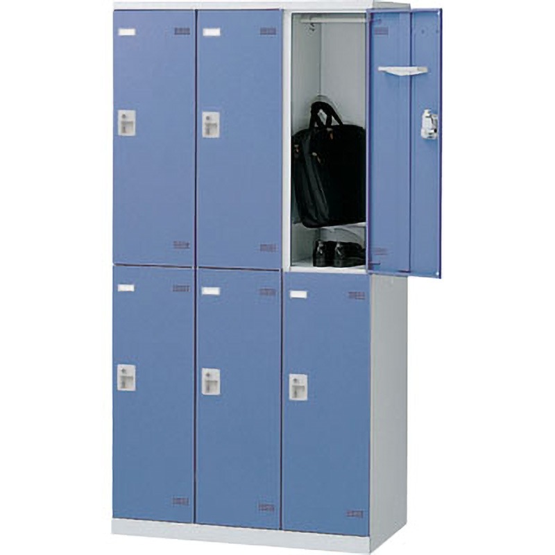 SLBB-6-S2 SLB更衣ロッカー シリンダー錠 生興 (本体)ホワイト(扉)ブルー色 幅900mm奥行515mm高さ1800mm 42,237円