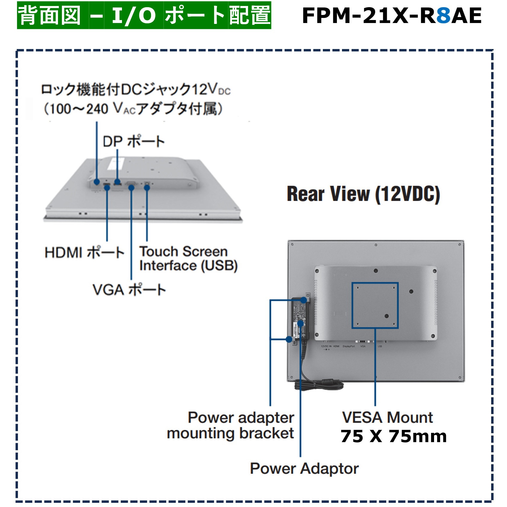 FPM-215-R8AE タッチパネルモニター組込型(抵抗膜方式) Advantech