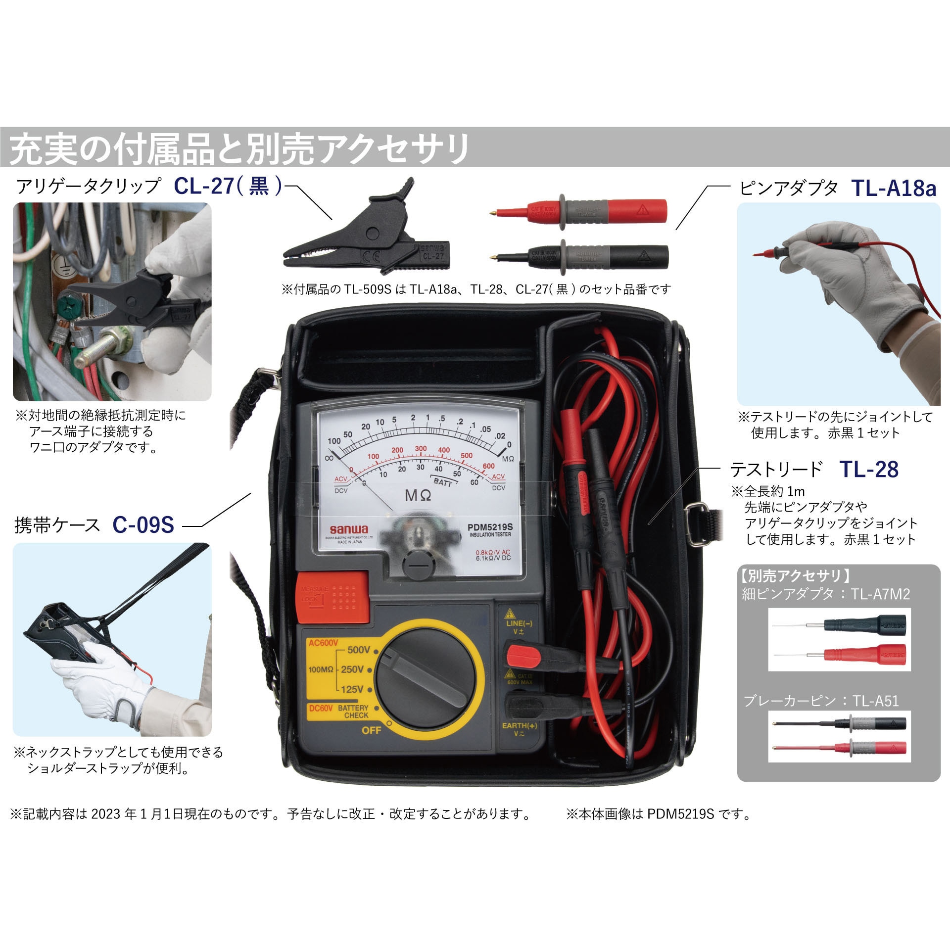 PDM509S アナログ式絶縁抵抗計 1台 三和電気計器 【通販モノタロウ】