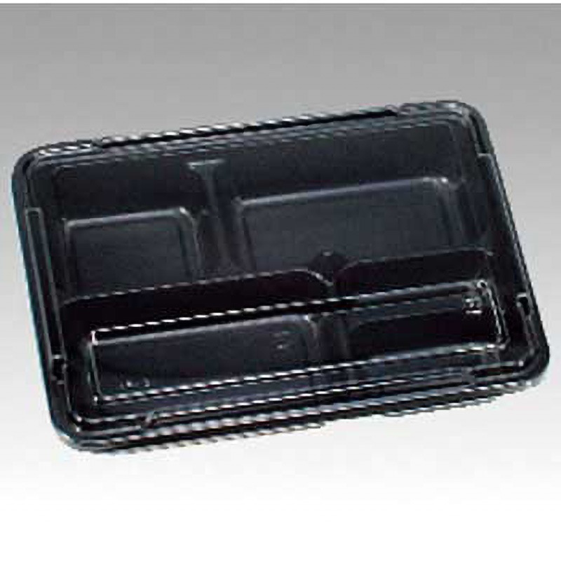 0578746 弁当容器KP 蓋付 福助工業 黒色  1ケース(50枚×6袋)