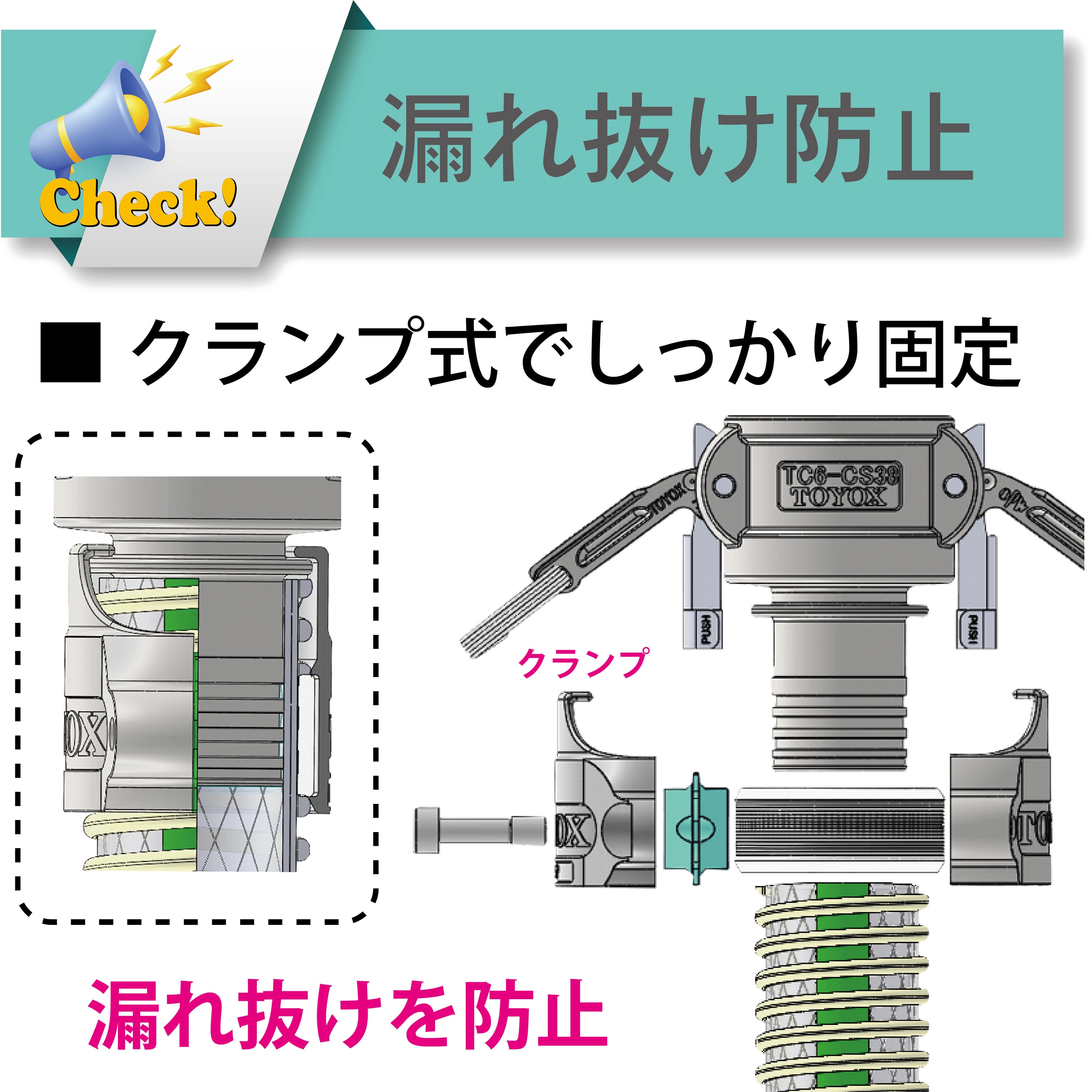 TC6-CSN50 ホース継手 クランプ式[トヨコネクタ TC6-CSN型] 1個 TOYOX