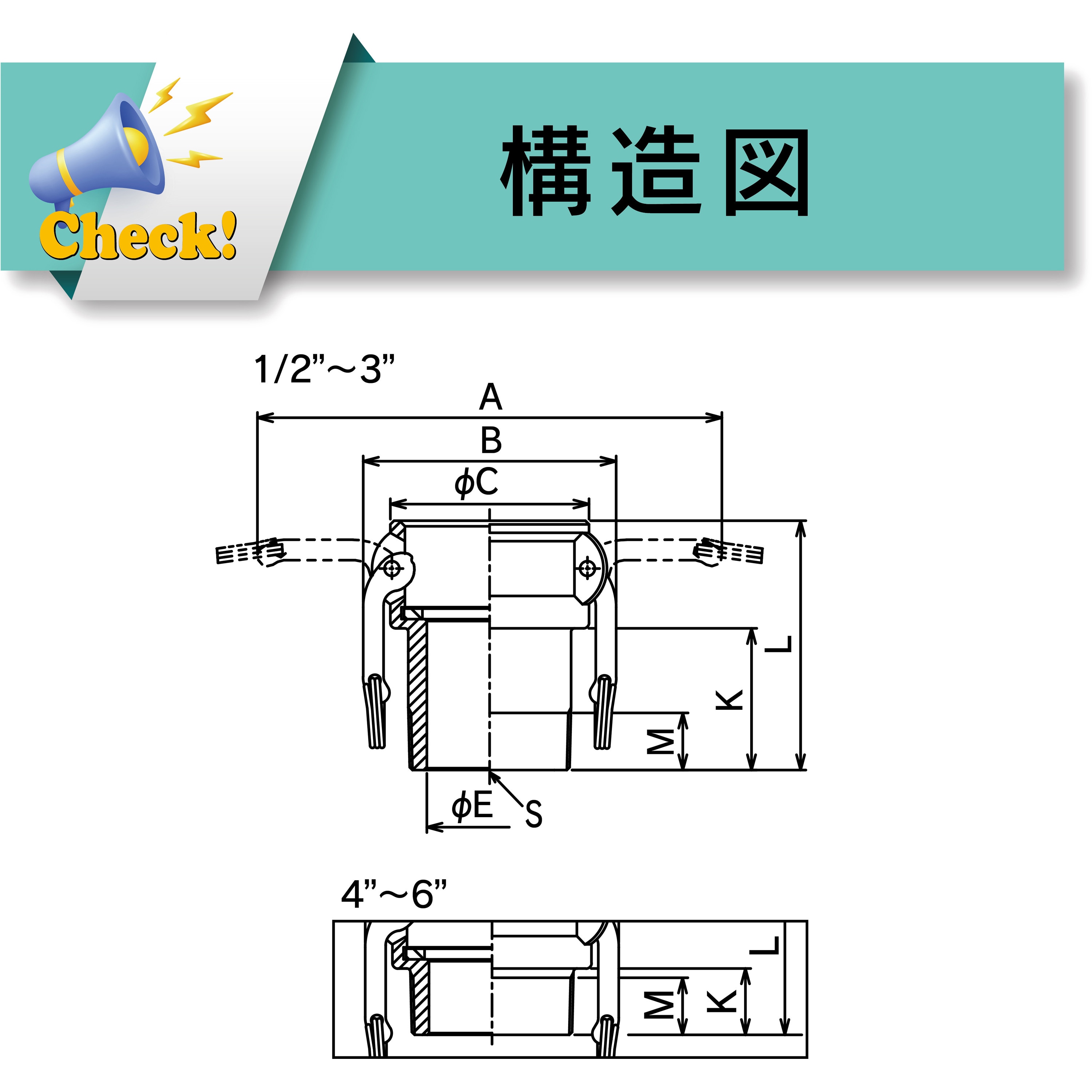 633-BB-1-1/2-AL カムロック カプラー オネジ アルミ合金 AL[633-BB] 1 