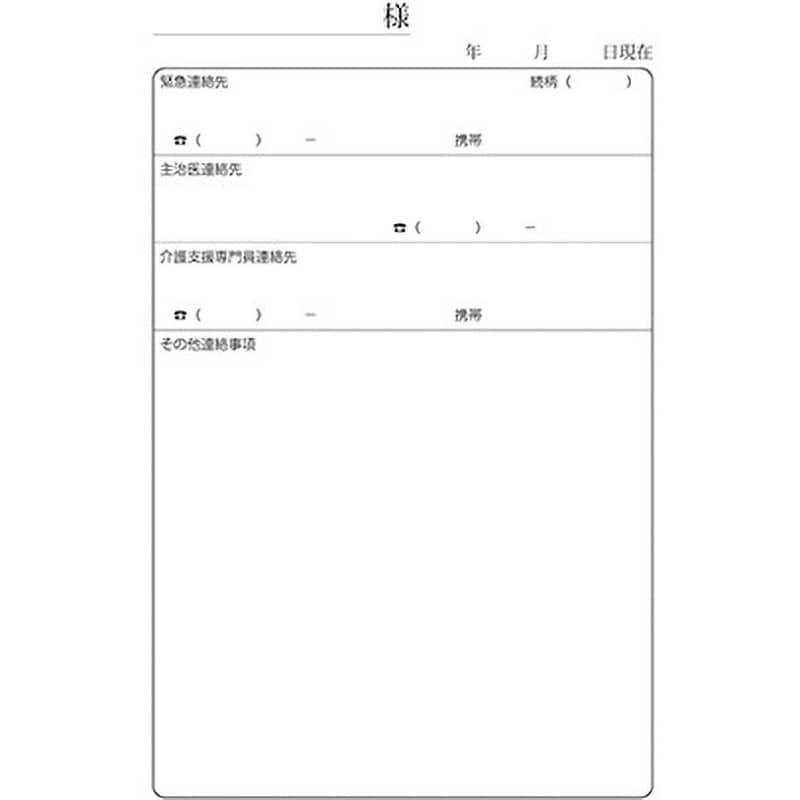 看護・介護記録用紙 サイズB6 1セット(20冊×50組)