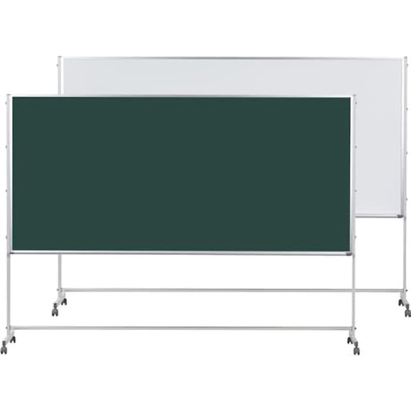 PTSH409 Pシリーズ両面スチールグリーン黒板/ホーローホワイトボード(脚付) 馬印 幅2700mm高さ1215mm  PTSH409