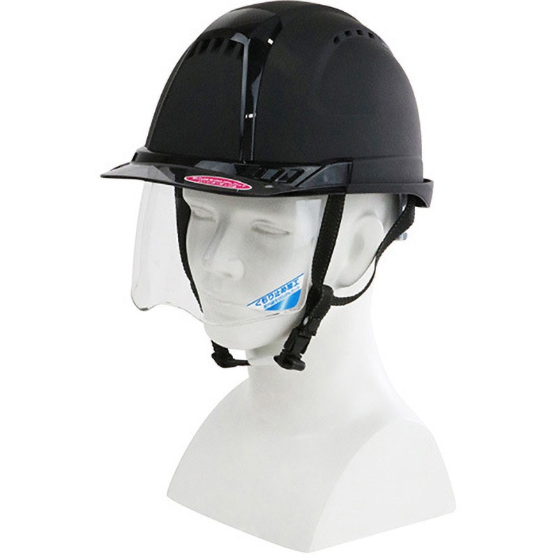 NO.391F-S-C ヘルメットツヤケシ黒(クリアシールド付き) 1個 東洋物産工業(旧:トーヨーセフティー) 【通販モノタロウ】