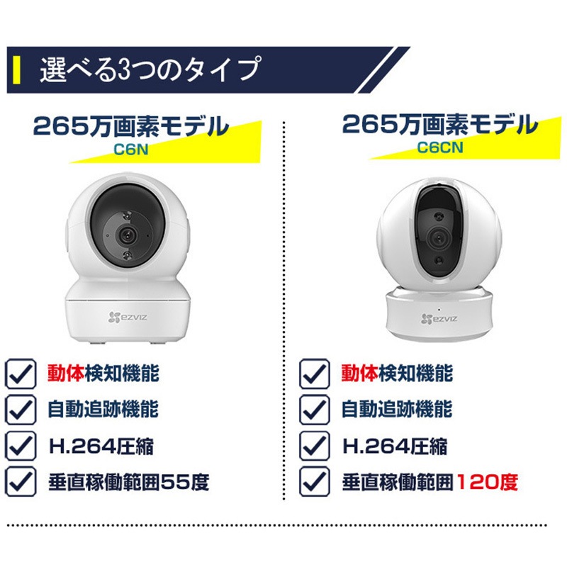 C6N EZVIZ 屋内用防犯カメラ・見守りカメラ 1台 EZVIZ 【通販