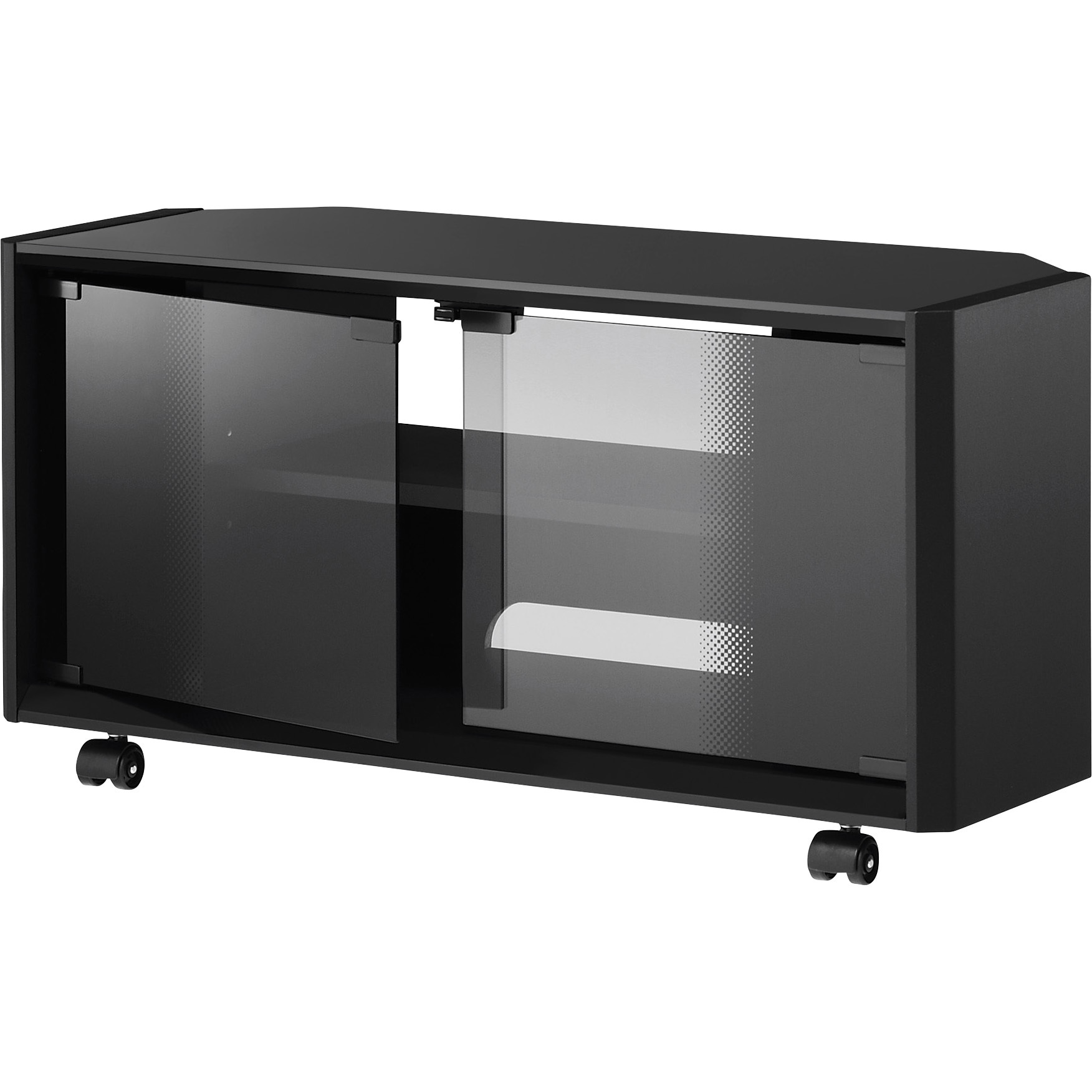 TV-GA750 テレビ台 GAシリーズ ブラック光沢 キャスター付 グラデーションガラス扉 コーナー設置対応 1台 HAMILeX(ハミレックス) 【通販モノタロウ】